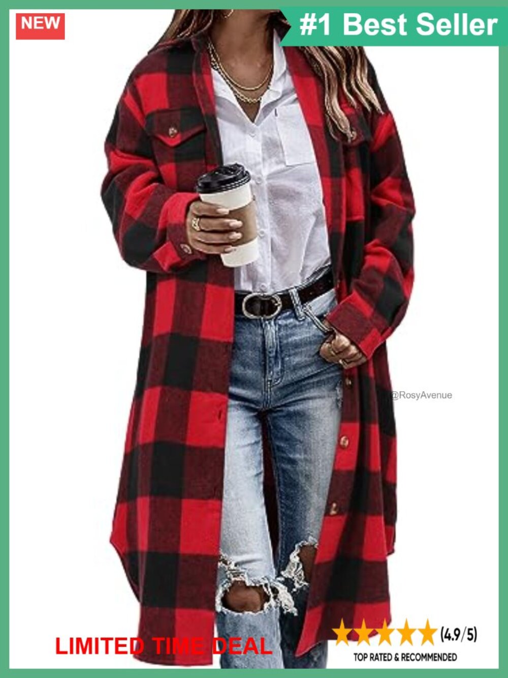 CHICZONE Womens Plaid Shacket Long Flannel Shirt Jacket Corduroy Coat Oversized